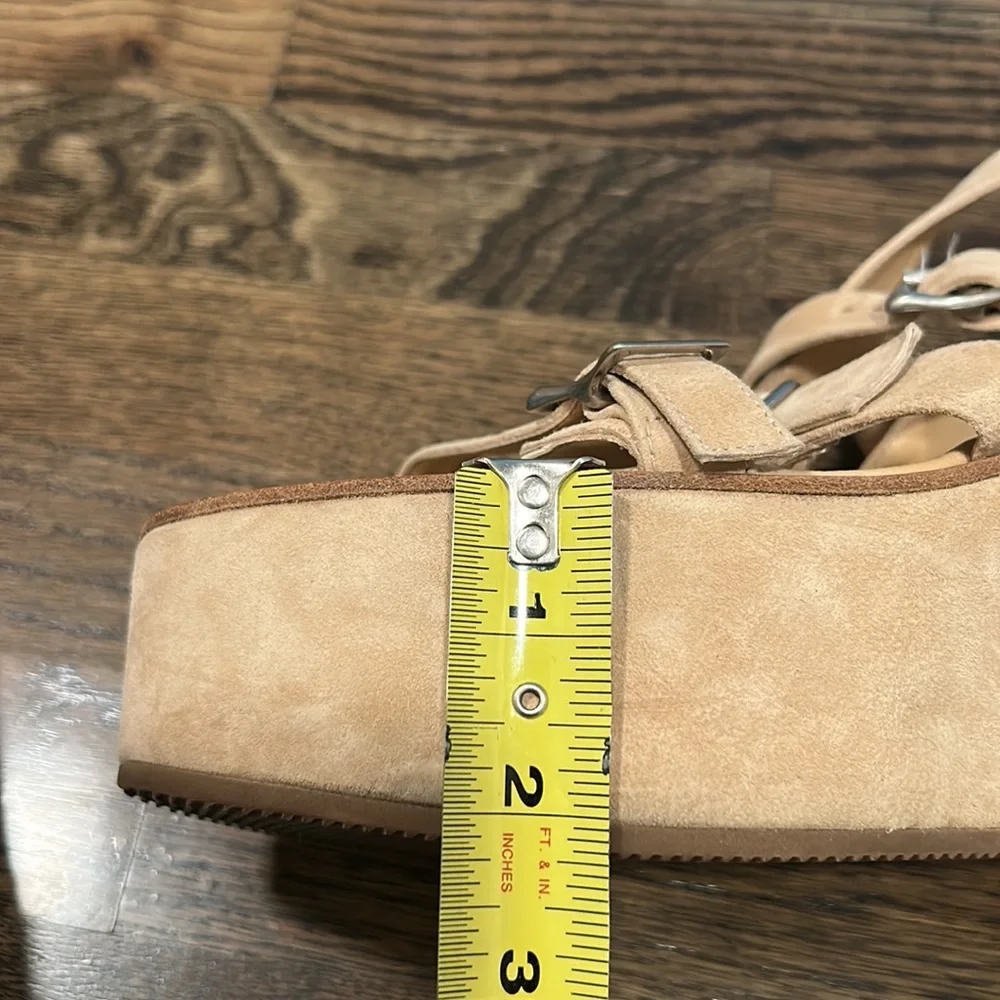 Ann Demeulemeester Cream Suede Platform Sandals EU 40 70s Boho Luxe Avant Garde